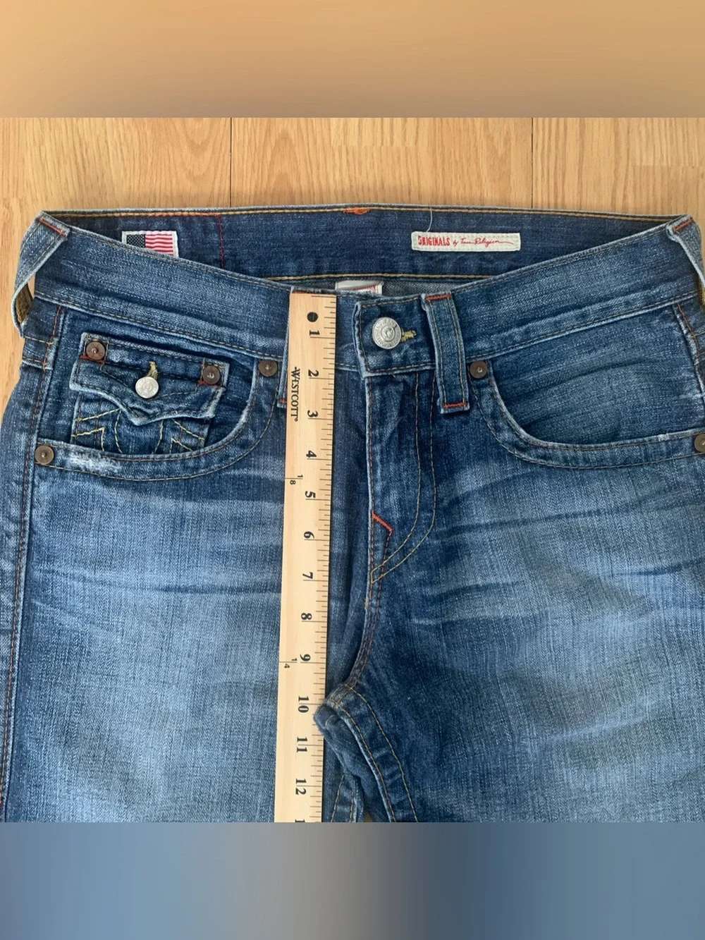 VTG True Religion Ricky Jeans 30 Flap Pockets Blue Medium Wash 100% cotton Y2K